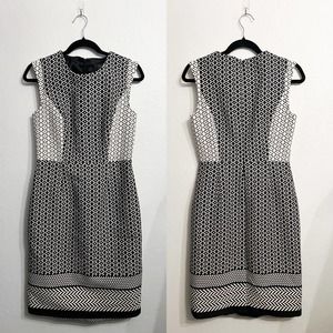 J.CREW Panel Geometric Dress Office Sleeveless Knee Length Black White Sz 4